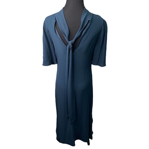 Nordstrom Lewit Tie Back Cady Dress Womens Sz 4 Green Scarab $399 - Picture 5 of 6